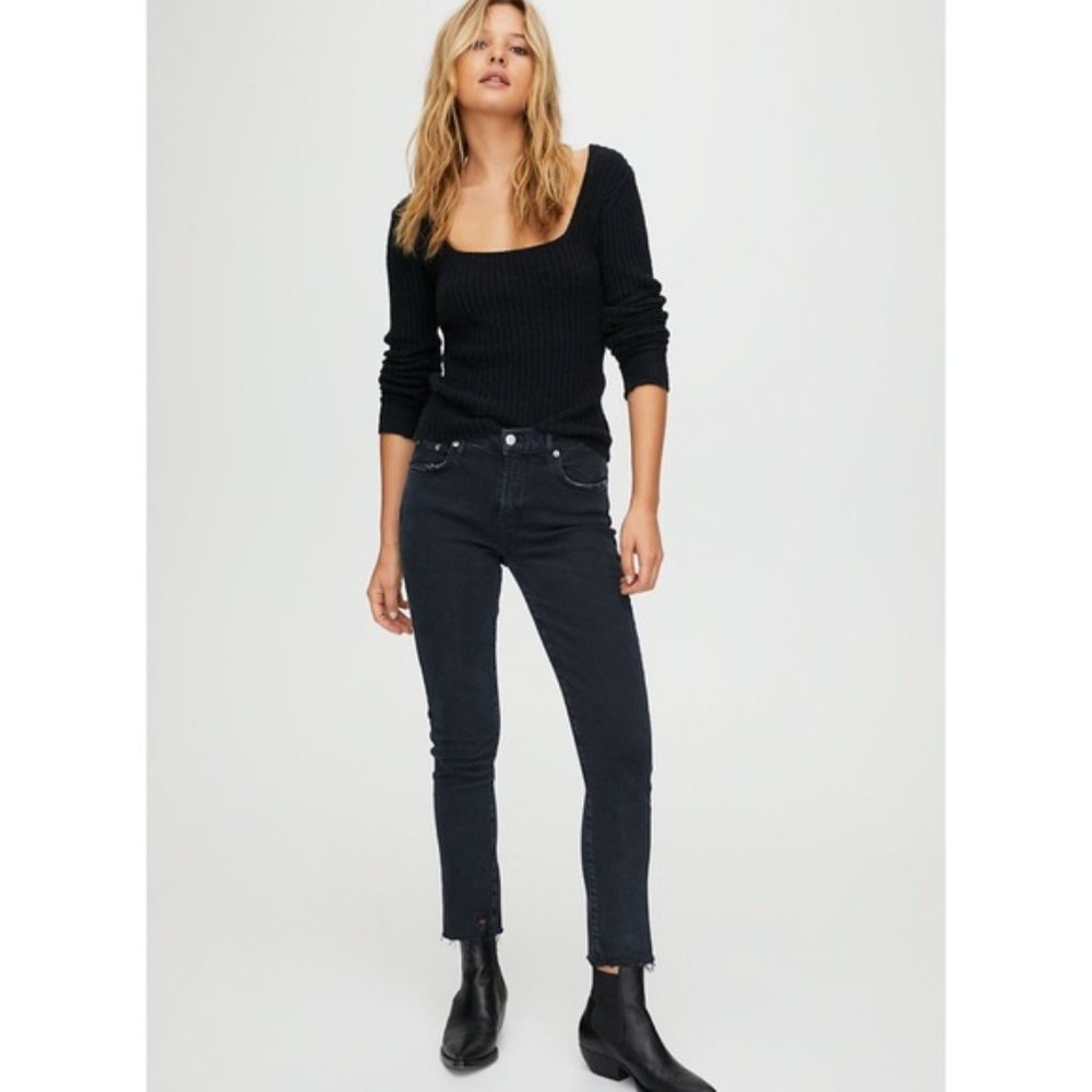 AGOLDE Toni Mid Rise Straight Jeans, Black, Sz 29